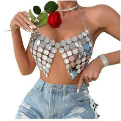 GARSIL - Crop Top Con Lentejuelas - Peto - Sosten De Fiesta Para Mujer