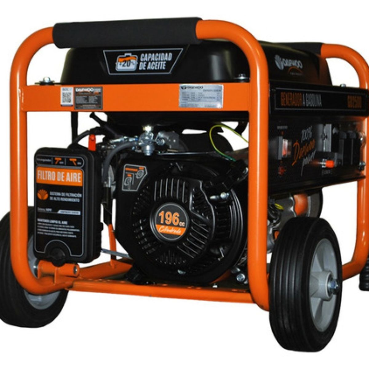 DAEWOO - Generador Eléctrico A Gasolina GD2500 2 Kw 6.5 Hp 4t Daewoo…