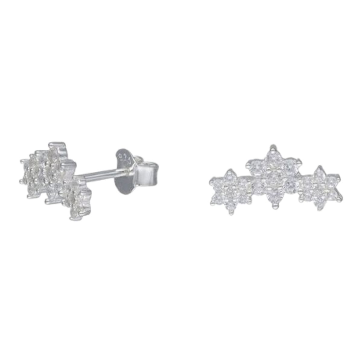 GENERICO - Aros 3 flores con circones de plata 925