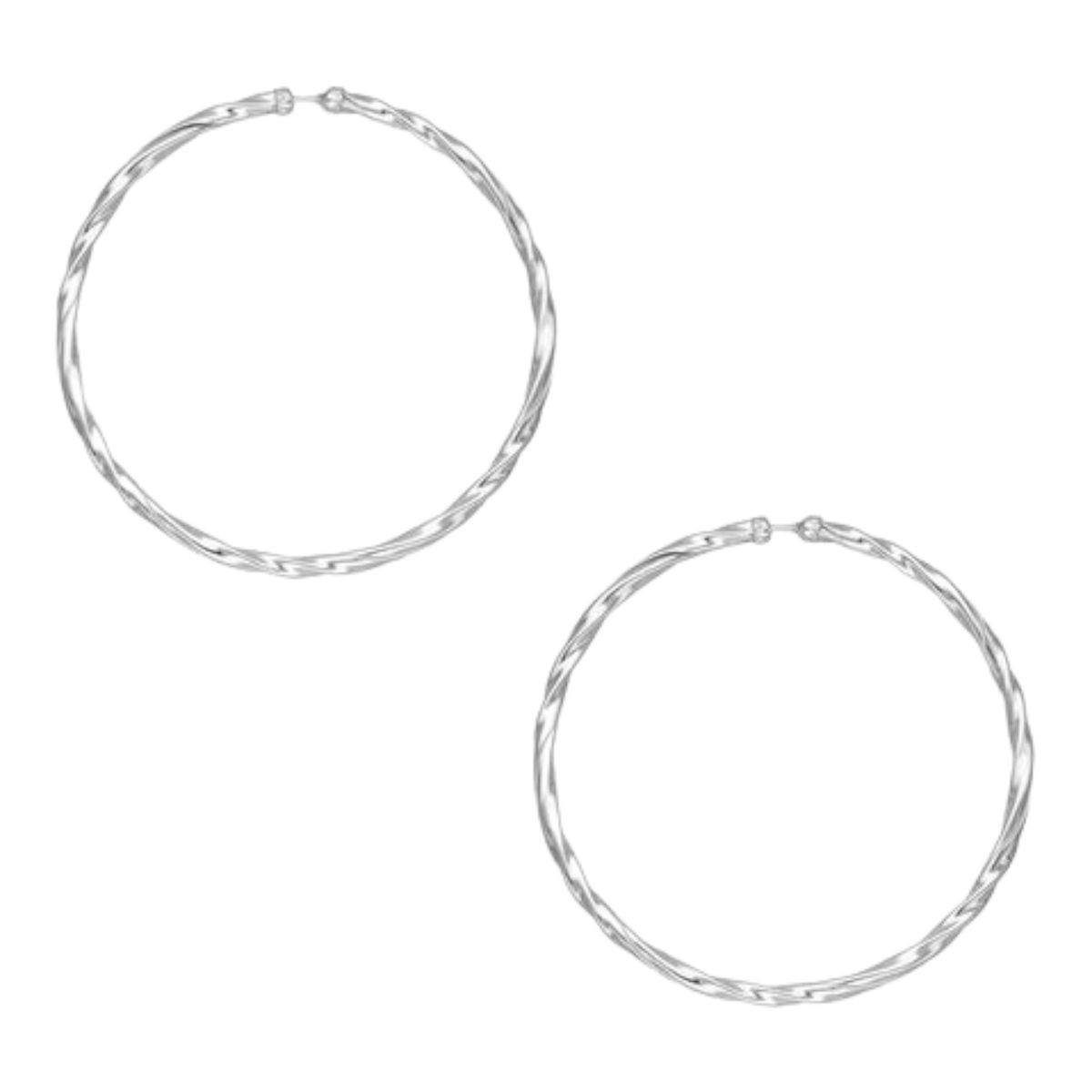 GENERICO - Argollas gruesas entorchadas de 54 mm de plata 925