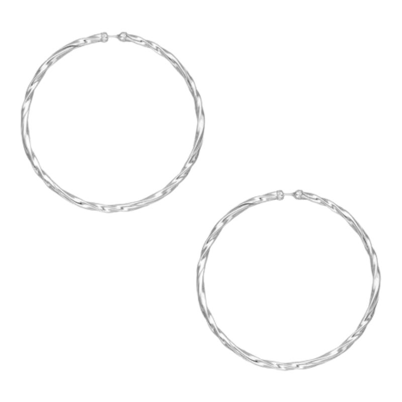 GENERICO - Argollas gruesas entorchadas de 54 mm de plata 925