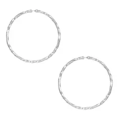 GENERICO - Argollas gruesas entorchadas de 54 mm de plata 925
