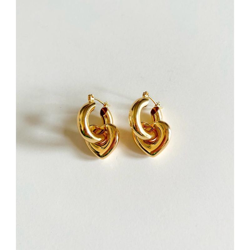 EL BAZAR DE ELLA - Aros Love bañados en oro 14Kt