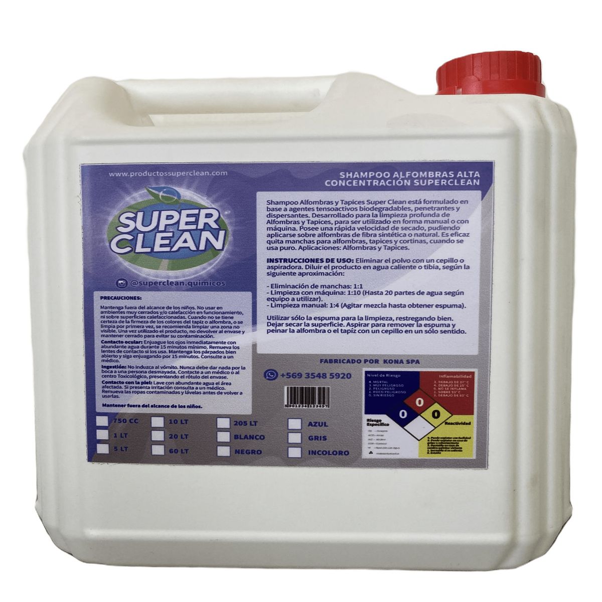 SUPERCLEAN - SHAMPOO PARA ALFOMBRAS Y TAPICES SUPERCLEAN 5 LTS