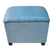 Banqueta Baul Tubular Turquesa Felpa 60x40x50x40 Rimar