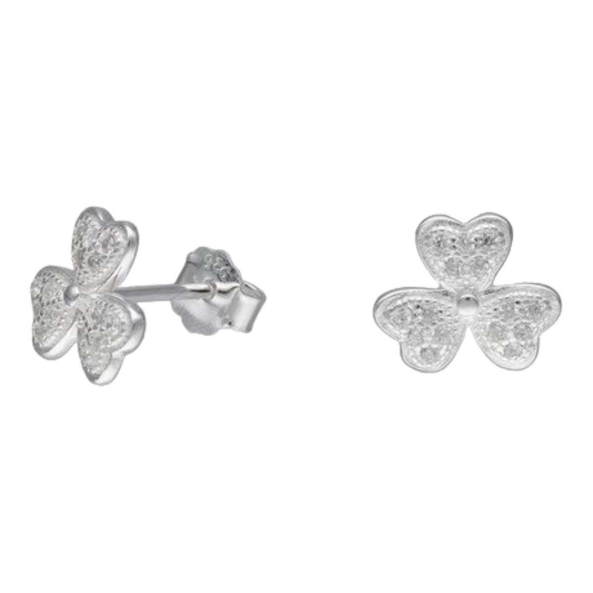 GENERICO - Aros trebol y circones 10 mm de plata 925