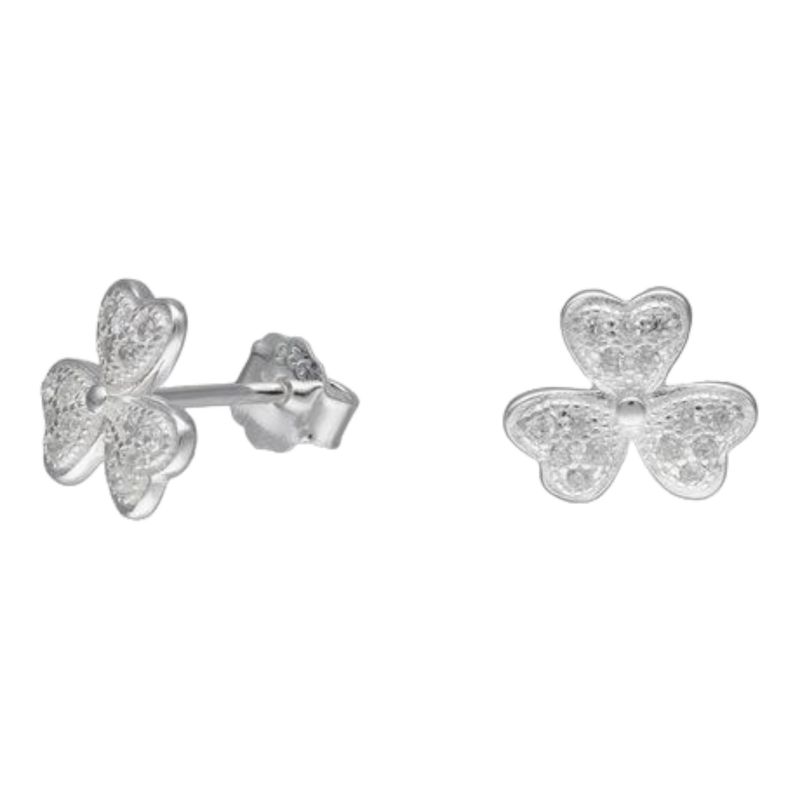 GENERICO - Aros trebol y circones 10 mm de plata 925