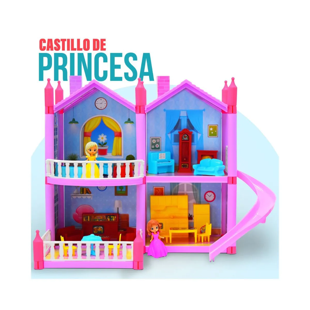 GENERICO - Casa de muñecas grande de princesa con Kit de patio