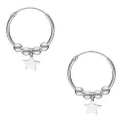 GENERICO - Argollas esferas estrella 16 mm de plata 925