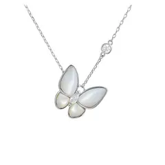 VANE COLLECTION - Cadena corta mujer fina mariposa en madre perla baño rodio