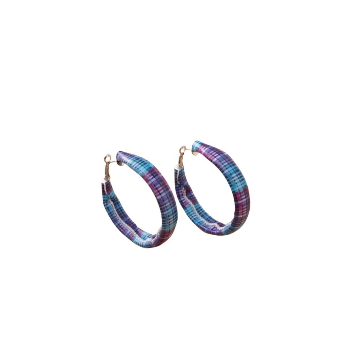 GENERICO - Pendientes de aro con patrón de cuadros