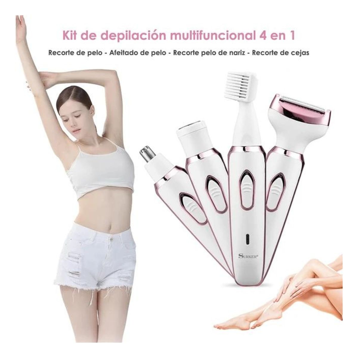 GENERICO - Depiladora Rasuradora Para Mujer A Prueba De Agua - 4 En 1