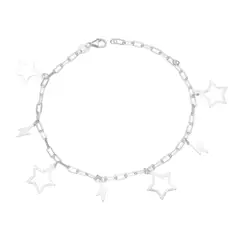 GENERICO - Pulsera tradicional rayos estrellas martilladas de 19 cm de plata 925