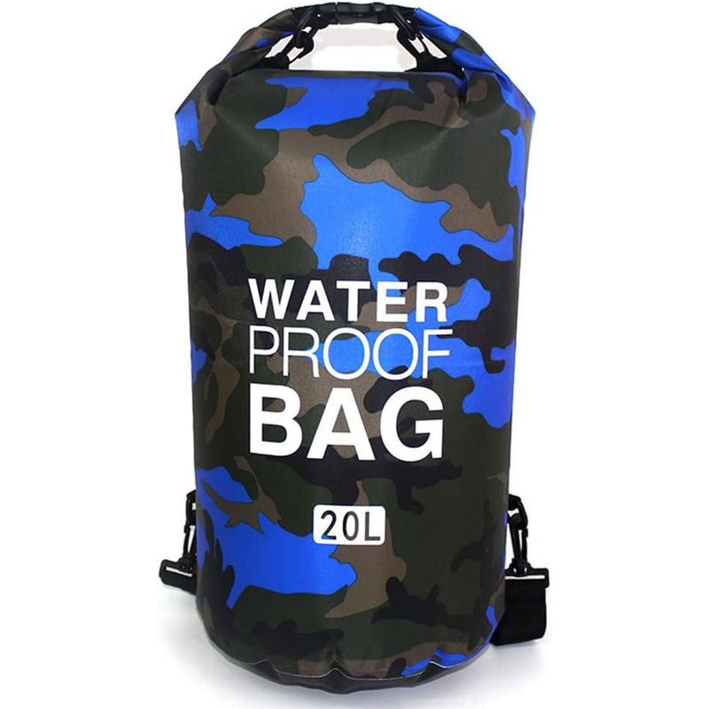 GENERICO - Bolso Seco Impermeable Mochila Camping 20 Litros Azul Camo