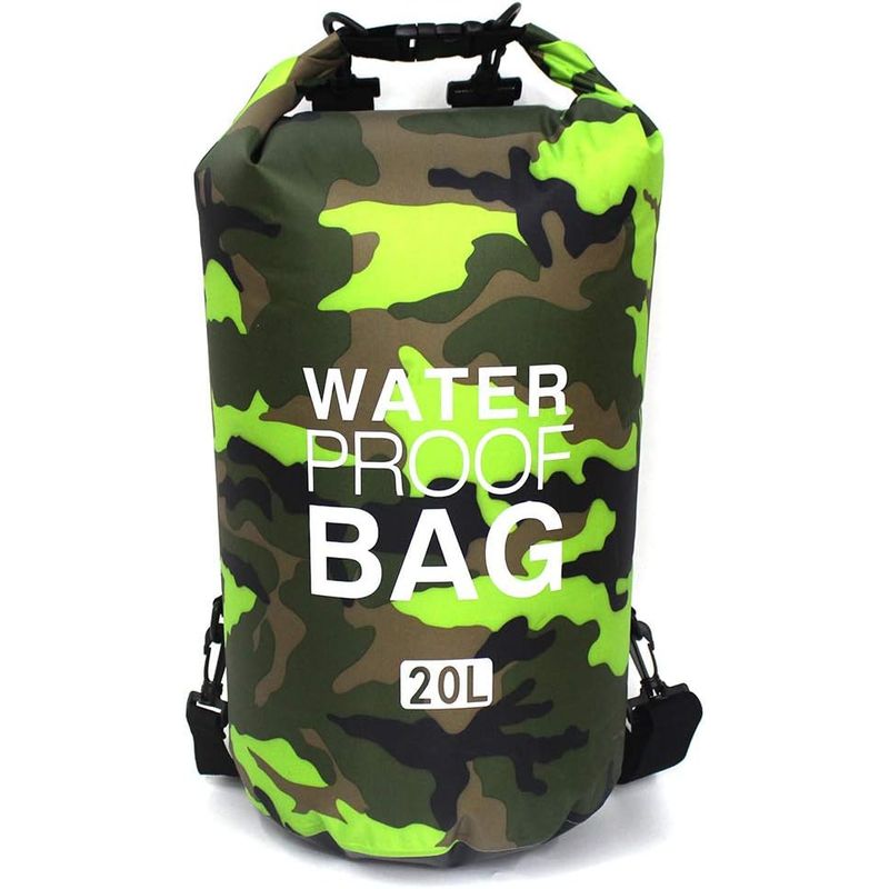 GENERICO - Bolso Seco Impermeable Mochila Camping 20 Litros Verde Camo