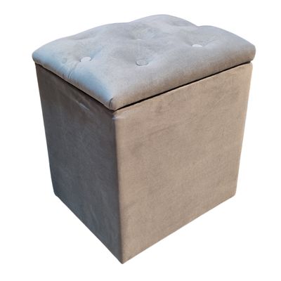 Imagen 2 del producto Pouf Baul Gris Felpa 40x33x45 Rimar