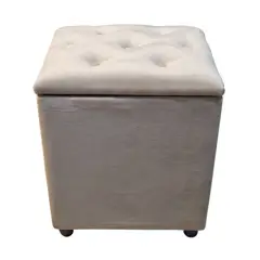 GENERICO - Pouf Baul Beige Felpa 40x33x50 Rimar