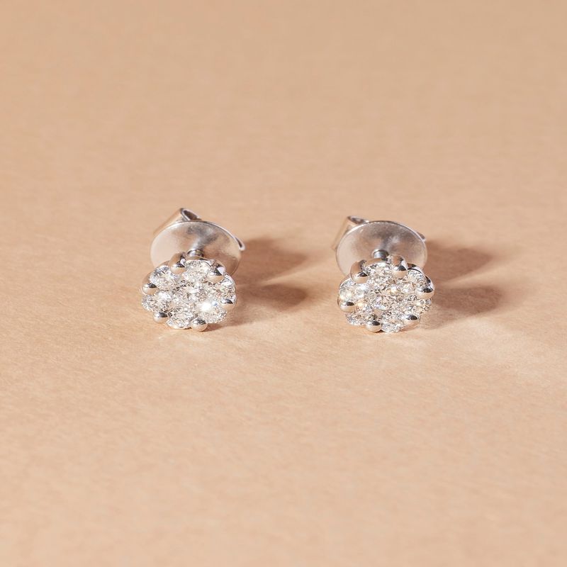 JB JOYAS BARON - Aros de Oro Blanco 18kt Diamantes 30Pts Total - Danielle Costantini