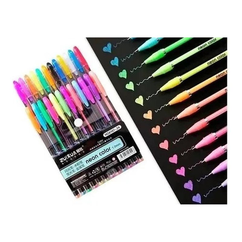 GENERICO - Set Colores Gel Fluorescentes Neón 24und