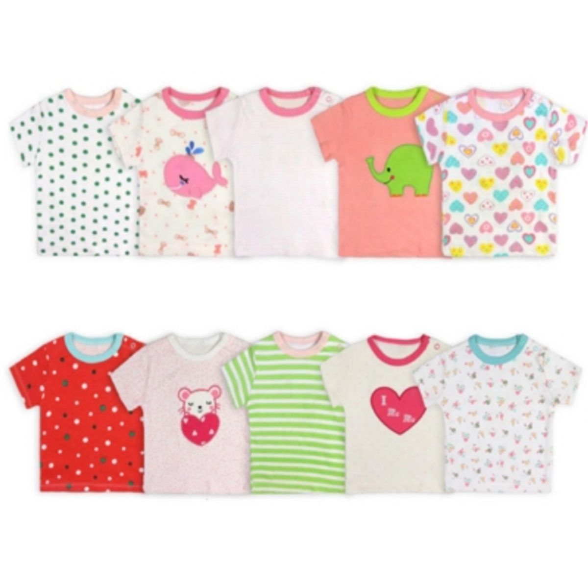 TEDMIMAK - Pack 5 Poleras de Algodón Manga Corta Niñas Tedmimak