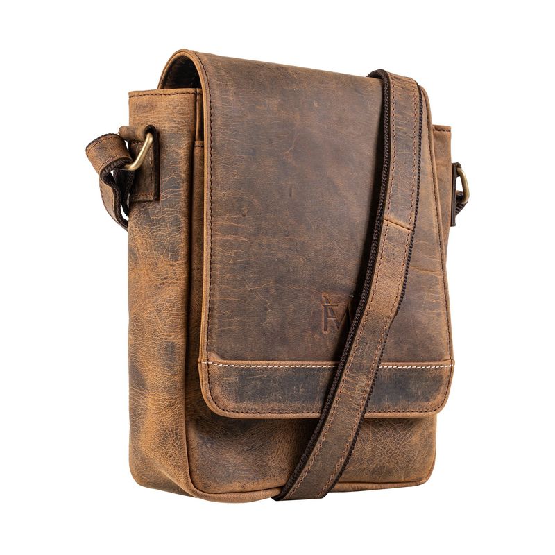 FRANZ MOSSI - Bolso de cuero genuino Cuero grueso Bolso hombro Marrón Franz Mossi