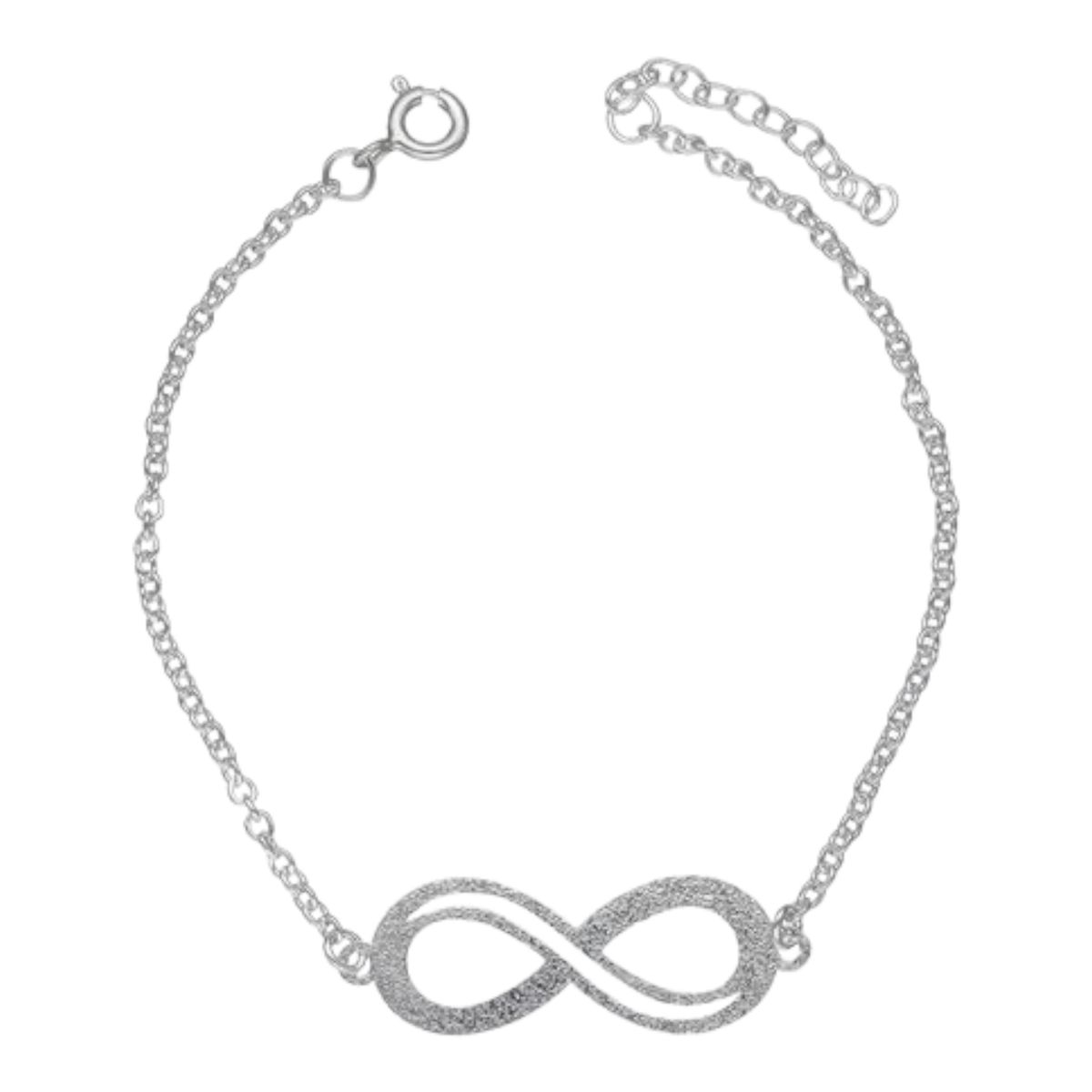 GENERICO - Pulsera infinito martillado 19cm + 3 cm de plata 925