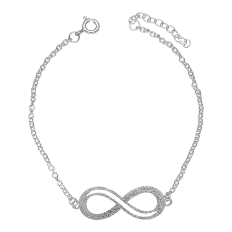GENERICO - Pulsera infinito martillado 19cm + 3 cm de plata 925