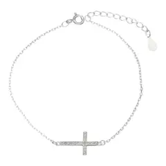 GENERICO - Pulsera cruz circones de plata 925