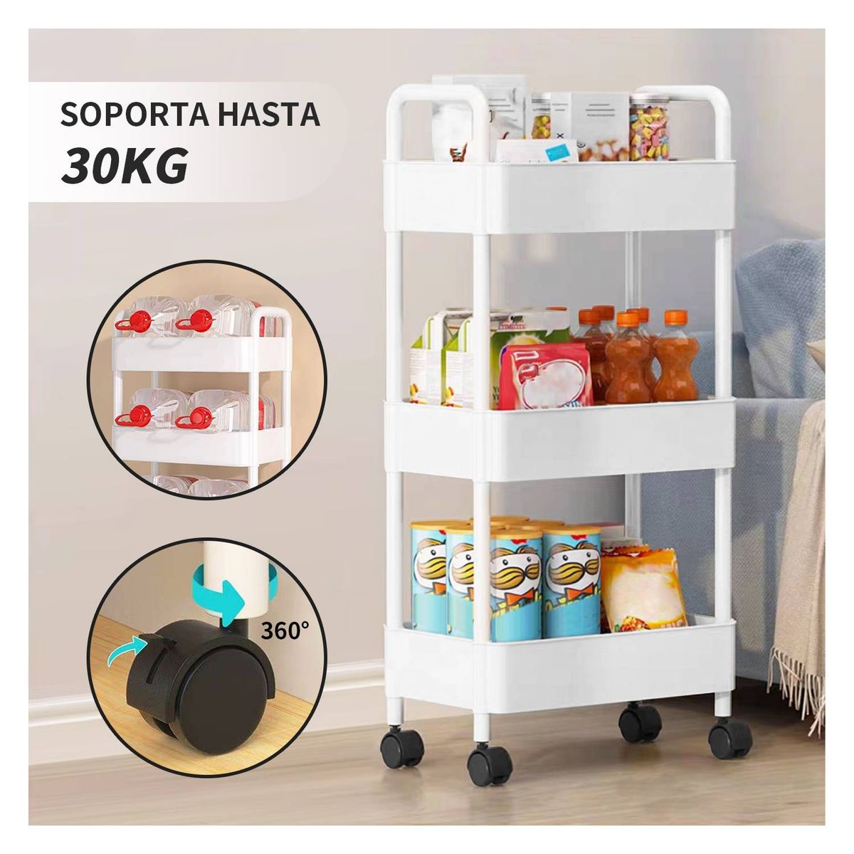 ANGELES DEL HOGAR - ORGANIZADOR ESTANTE METÁLICO 3 NIVELES