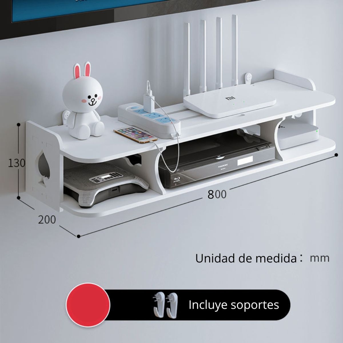 CRUSEC - Estanteria Soporte Flotante de Pared para TV Organizador
