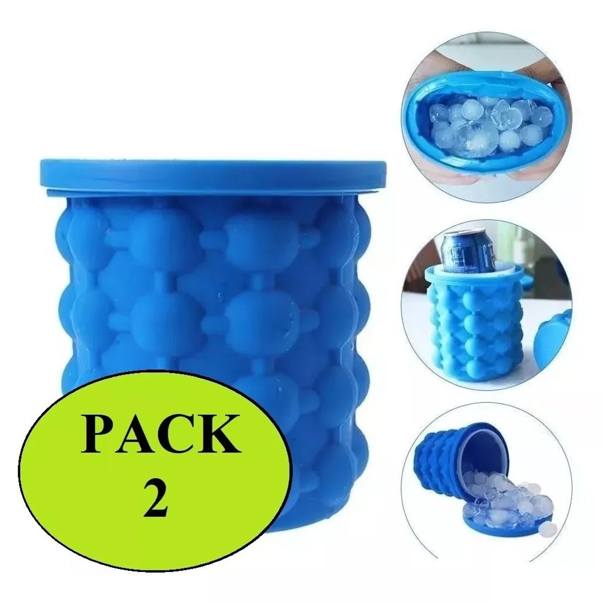 GENERICO - Pack X2 Hielera Cubeta Cubetera Hielo Facil Ice Silicon Botella