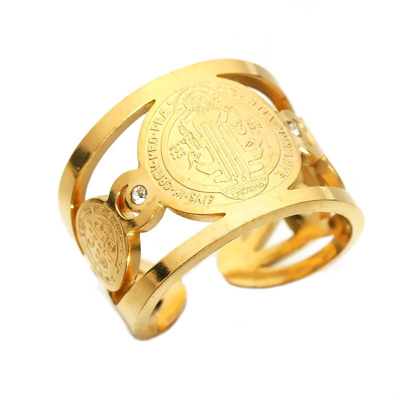 GENERICO - Anillo Ajustable Acero Inoxidable Figura Religión Moisés