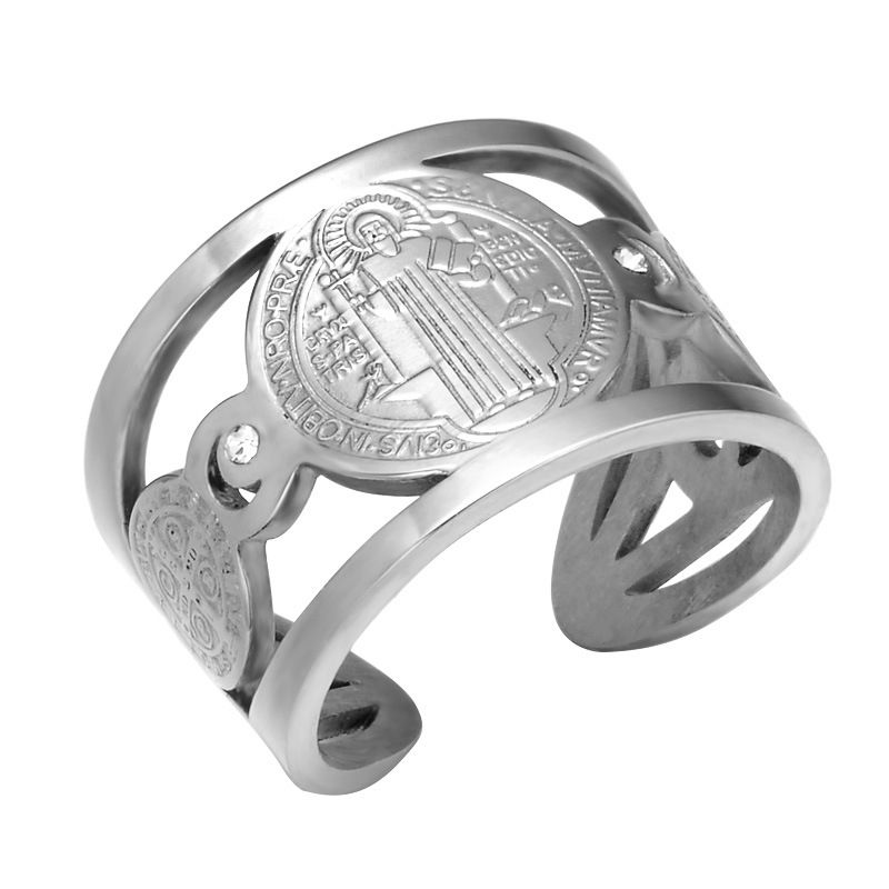 GENERICO - Anillo Ajustable Acero Inoxidable Figura Religión Moisés
