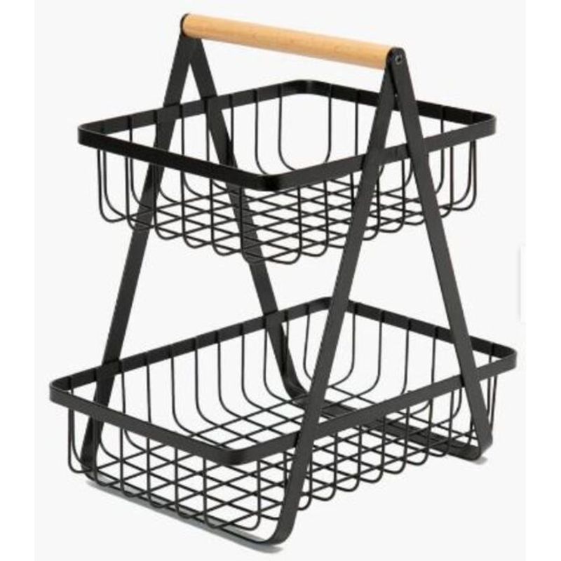 ANGELES DEL HOGAR - CANASTO DE  MESA METÁLICO  2 NIVELES
