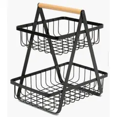 ANGELES DEL HOGAR - CANASTO DE MESA METÁLICO 2 NIVELES