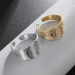 GENERICO - Anillo Ajustable Acero Inoxidable Religión Jesús Cruz