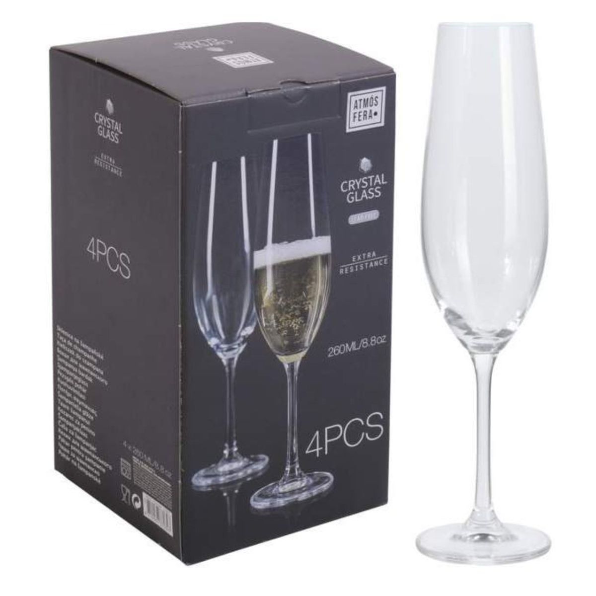 OEM - Set 4 copas champagne Crystalline 260 cc