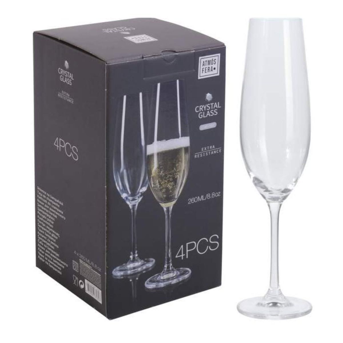 OEM - Set 4 copas champagne Crystalline 260 cc