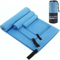 U BUY - Toalla Baño Viaje De Microfibra De Secado Rápido 3 Pcs Azul