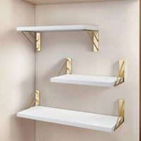 Repisas Flotantes De Madera KIT X3 Estantes Blanco con Dorado