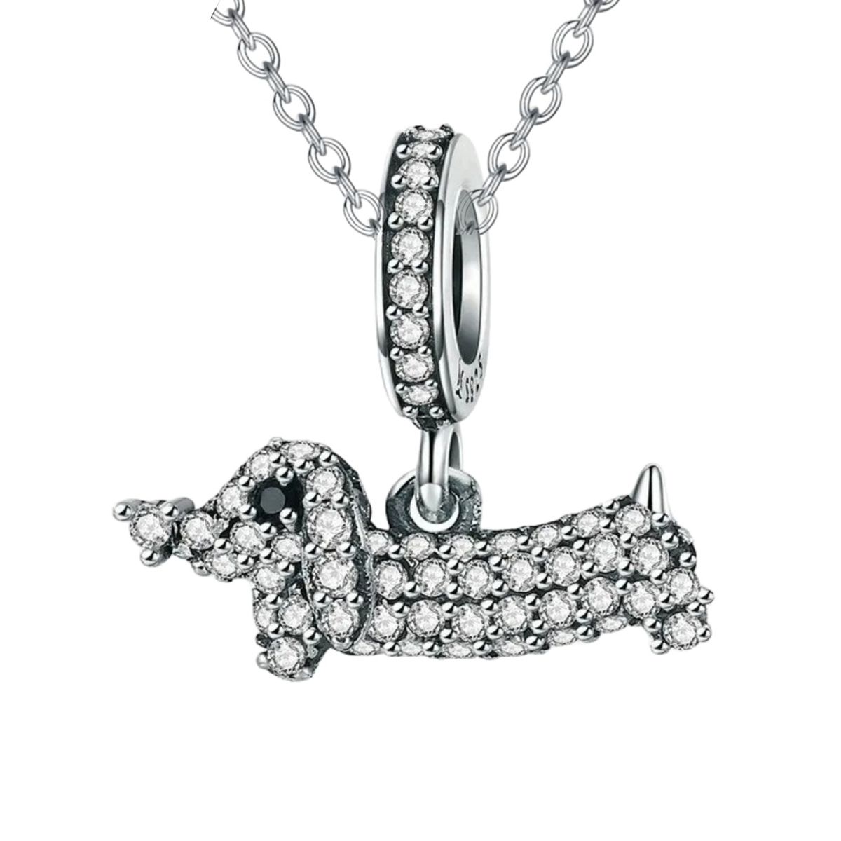 GENERICO - Collar perro salchicha dachshund teckel Plata 925 joya mujer