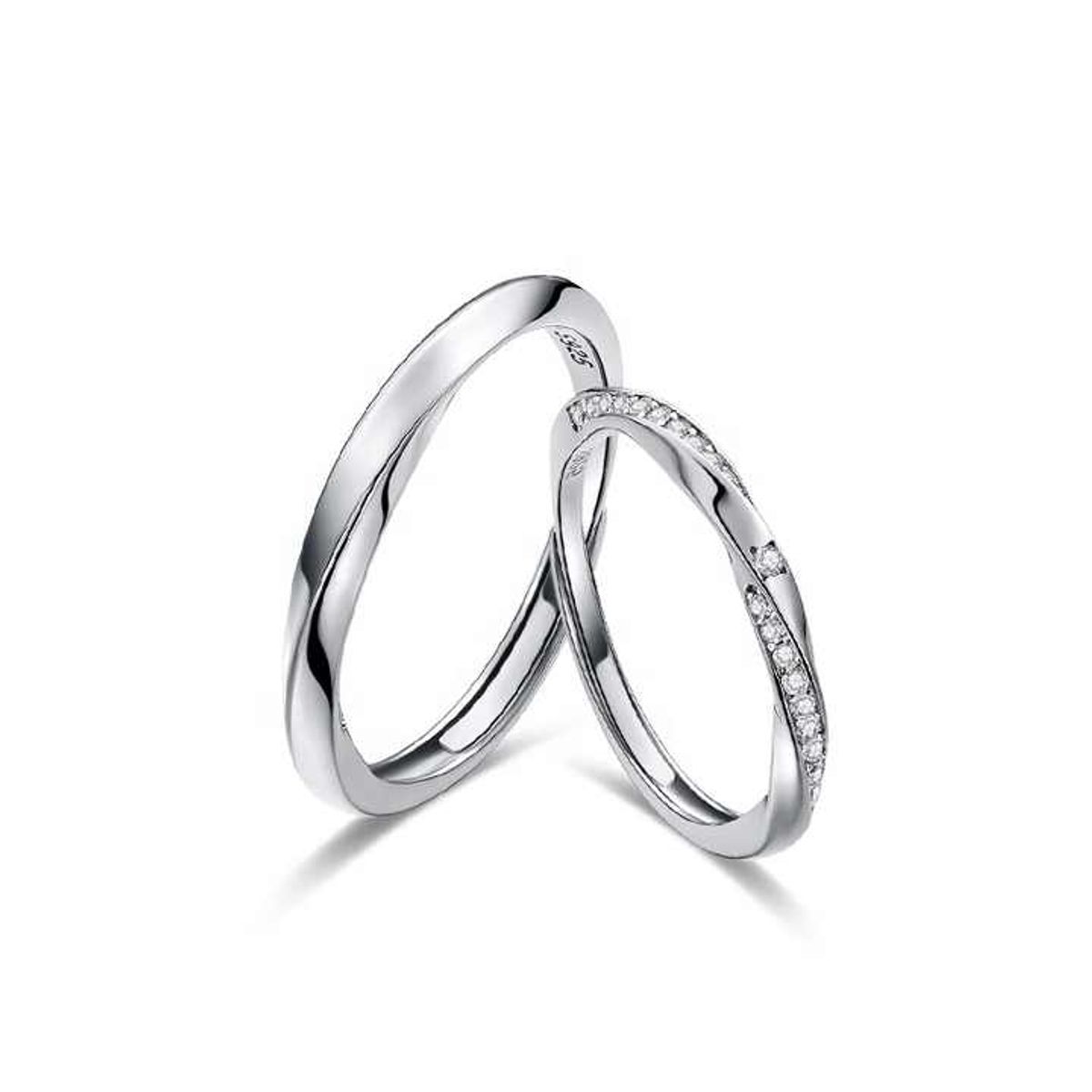 GENERICO - Anillos parejas ajustables amor ilusión plata 925