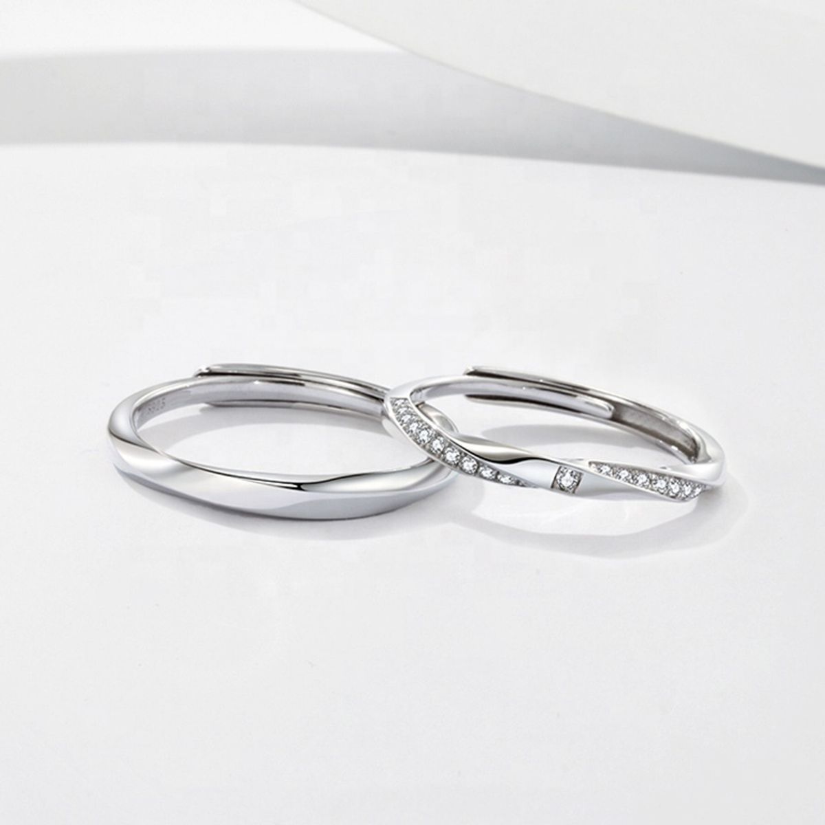 GENERICO - Anillos parejas ajustables amor ilusión plata 925