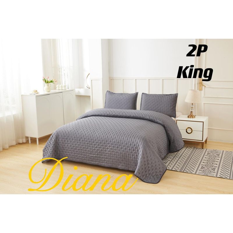 GENERICO - Cubrecama Quilt de Verano 2.0 Plaza Premium Gris