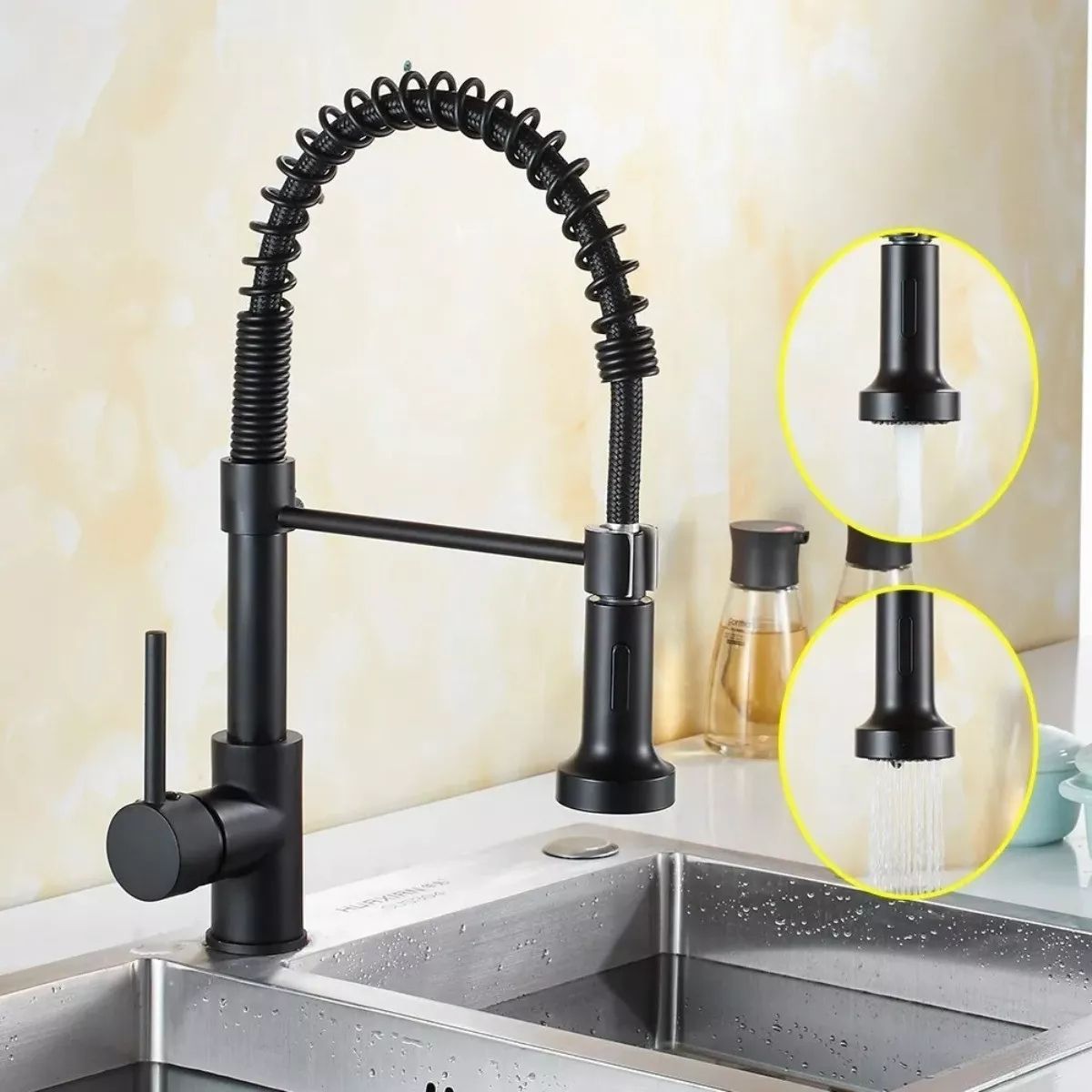 KUANGYE - Grifo Llave Lavaplatos Monomando Cocina Extensible Flexible