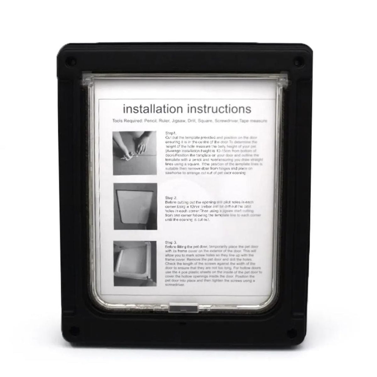 GENERICO - Puerta Exterior Interior Negro XL para Perro Mascota Interno 23x28cm