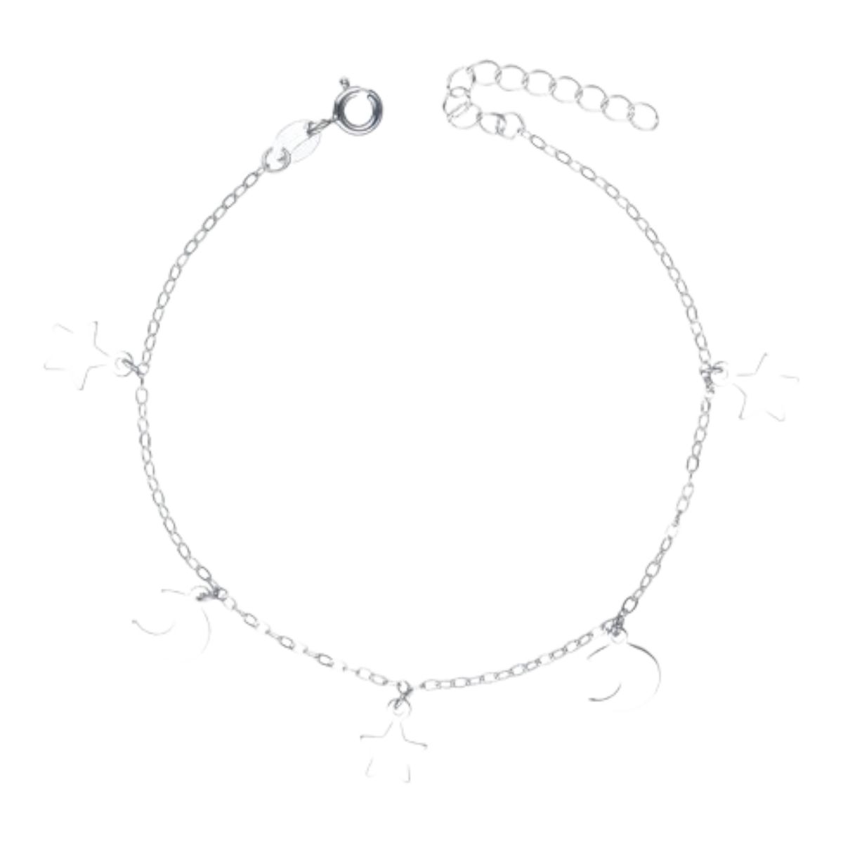 GENERICO - Pulsera media luna estrellas 20 cm de plata 925