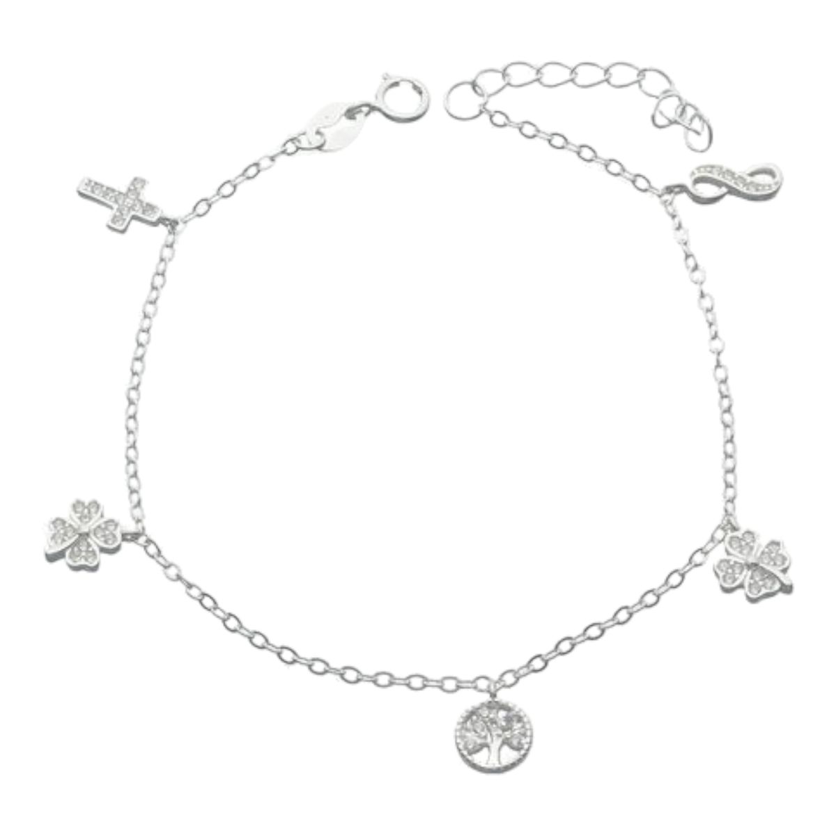 GENERICO - Pulsera cruz trebol arbol infinito circones