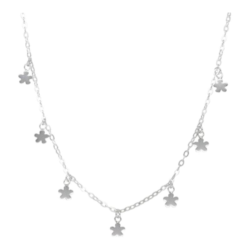 GENERICO - Collar choker ajustable flores 40 cm de plata 925