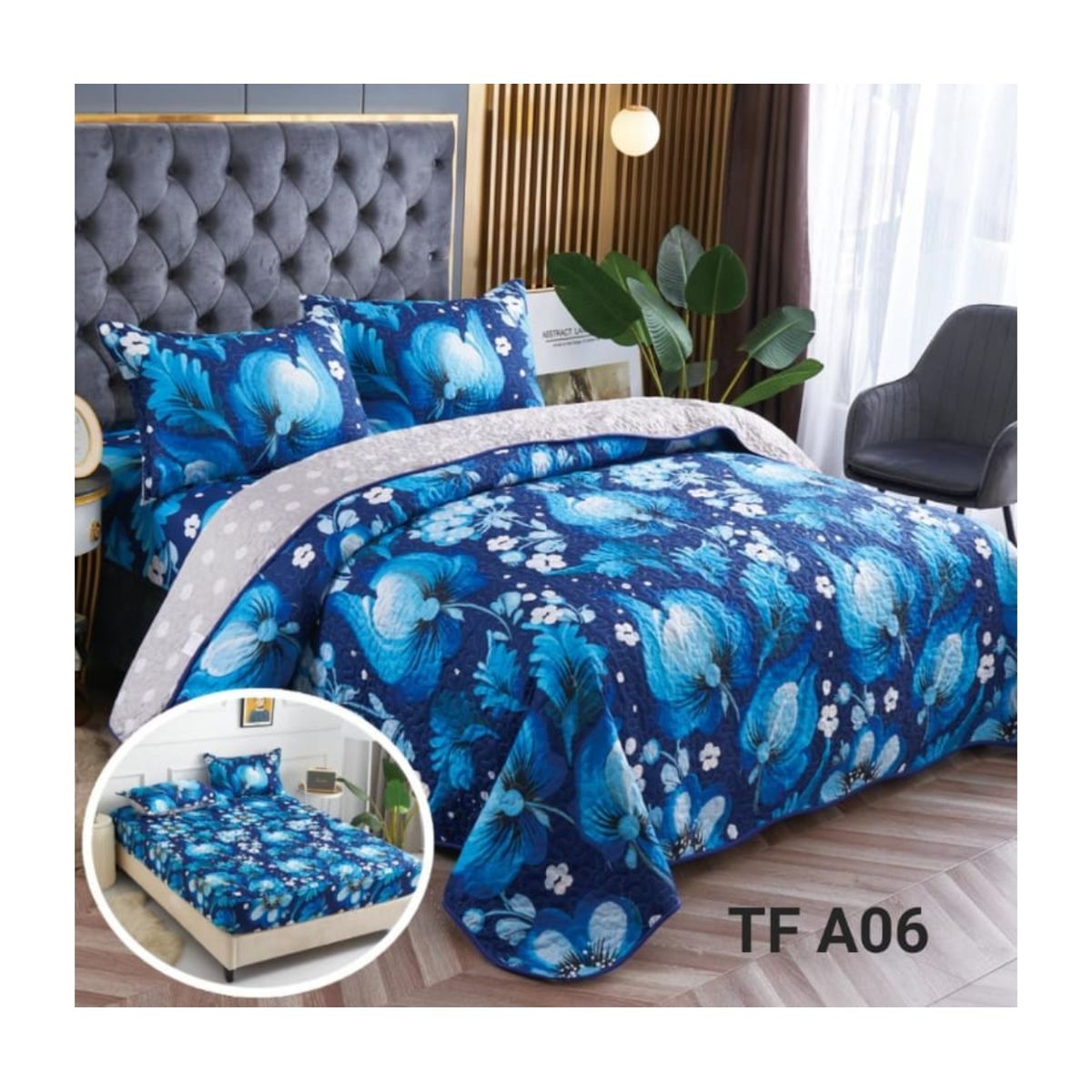 GENERICO - CUBRECAMAS 5 PIEZAS CON SABANAS